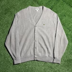 Vintage Lacoste Izod Cardigan Sweater Made in USA Crocodile Logo